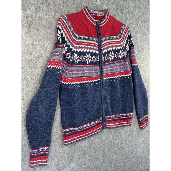 Tiara International Cardigan Sweater Fair Isle Nordic Snowflake Women's Size L - Picture 3 of 11